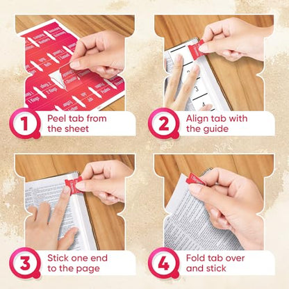 EssexWares - Berry Blaze Bible Tabs for Old and New Testament, 80 Large Print Tabs for Bible Study, Water-Resistant and Durable Index Tabs for Women and Men - 1.7" Wide - color: Berry Blaze