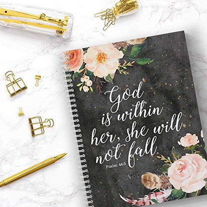 Gotcha Covered Notebooks Softcover She Will Not Fall 8.5" x 11" Religious Spiral Notebook/Journal, 120 College Ruled Pages, Durable Gloss Laminated Cover, White Wire-o Spiral. Made in the USA - color: She Will Not Fall