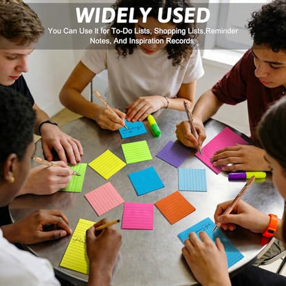 18 Pack Lined Sticky Notes 4x6 in Self-Stick Note Pads with Lines 9 Bright Colors Super Sticking Power Memo Pads Big Rectangular Notes Pad Its for Office, School, Meeting - size: 18pcs 4x6"