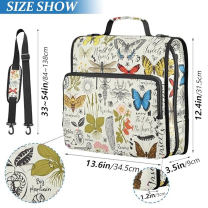 Personalized Butterfly 3 D-Ring Binder Bag Zipper Organizer | Multi-Pocket with Handle and Detachable Shoulder Strap Holds 500 Sheets for School Office Supplies - color: Dhb-103