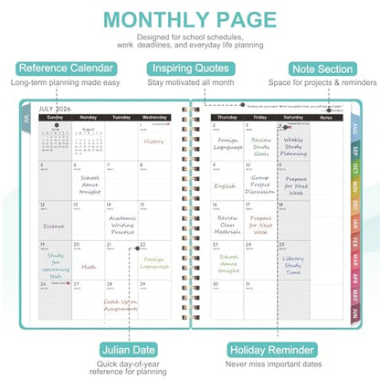 Planner 2026-2027, Academic Weekly and Monthly Calendar Planner, July 2026 - June 2027, Hardcover Spiral Agenda Book, School Supplies for Teacher Student - Letter Size(8.5" x 11") - color: L-Aquamarine, size: 8.5"x11"(Jul 2026-Jun 2027)