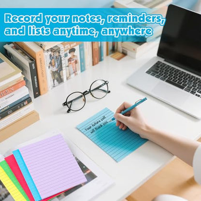 54 Pads Lined Sticky Notes, 18 Colors 4in x 6in Self Stick Note Pads, Strong Adhesive Sticky Note with Lines, Large Sticky Notes for School, Home, Office, 24 Sheets/Pad - color: 4in X 6in-54 Pads
