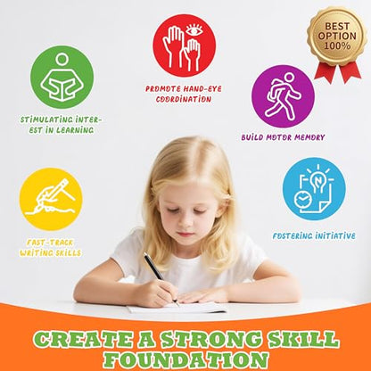 Magic Grooved Writing Practice for Kids, Reusable Grooved Workbook | Handwriting Practice for Kids Ages 3-8 - with Disappearing Ink, Letters Numbers & Tracing Books, Large Preschool Gift Set