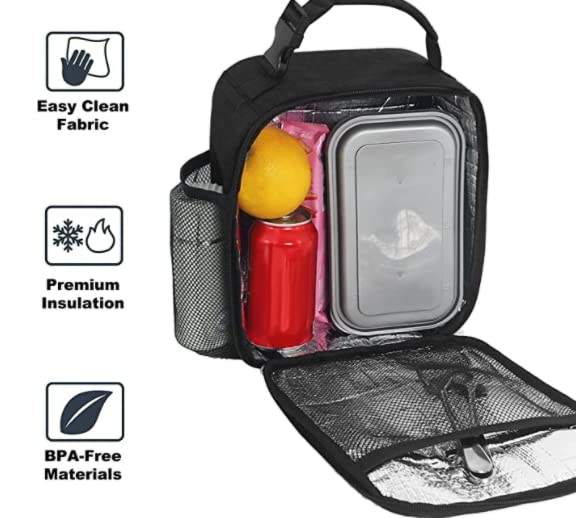 Lunch Box for Men & Women Durable Lunch Bag for Work & Adults Reusable Insulated Small Lunchbox Black - color: Black