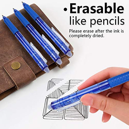 Vanstek 18 Pack Retractable Erasable Gel Pens Clicker, 9 Black & 9 Blue, Fine Point(0.7), Make Mistakes Disappear, Premium Comfort Grip Black & Blue Ink for Writting, Note Taking and Crossword Puzzles - color: 9 Blue 9 Black