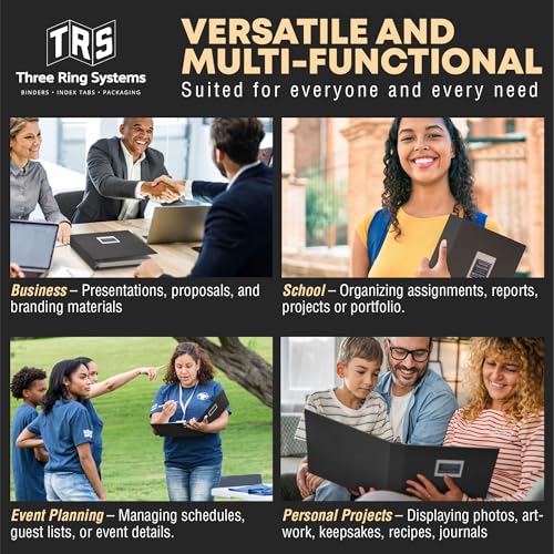Customizable 1-Inch 3-Ring Binder with Linen Cover & Insertable Window – Ideal for Photos, Portfolios, Recipes, and Presentations – Durable, Eco-Friendly – Made in the USA (Dark Gray Linen) - color: Slate Grey