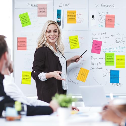 Lined Sticky Notes 4 x 6 Inches, 15 Pads, 375 Sheets Total, 7 Bright Colors, Self-Stick Note Pads with Strong Adhesive, Large Rectangular Sticky Notes for Office, Home, School & Meetings - size: 4x6 in