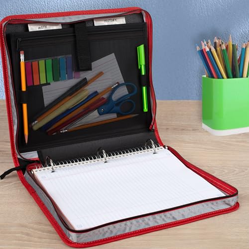 Five Star Zipper Binder 1.5 Inch O-Rings Case Organiser with 3-Pocket Expanding File, 500 Sheet Capacity, Crimson Fade (280146K) - color: Crimson Fade