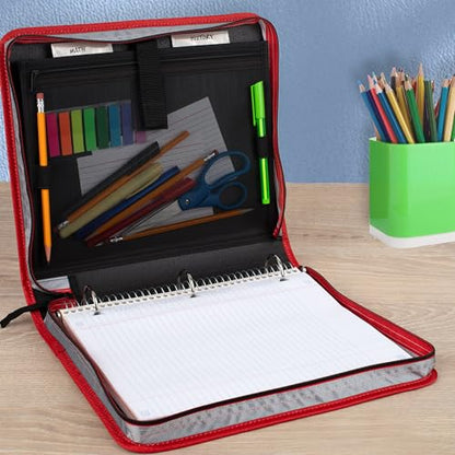 Five Star Zipper Binder 1.5 Inch O-Rings Case Organiser with 3-Pocket Expanding File, 500 Sheet Capacity, Crimson Fade (280146K) - color: Crimson Fade