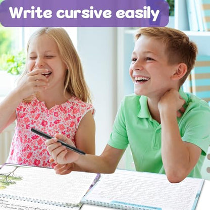 chiazllta 2 Pack Cursive Grooved Handwriting Workbooks Magic Grooved Cursive Reusable Writing Practice Copy Books with Disappearing Ink Pens for Beginners Learning Activities Supplies (Reading&Poems) - style: Reading&Poems