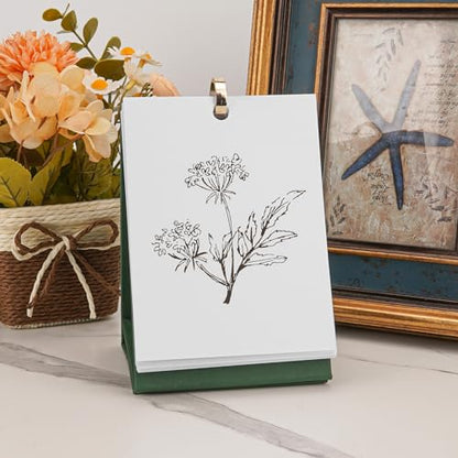 JANKOW DIY Cover Sketchbook, Mini Sketchbook for Drawing, Blank Desk Calendar Sketch Book, Oil Pastel Hand-Painted 3D Book, for Note Taking, Painting, Study Work, Projects, Recipe Cards (1Pcs) - color: Green