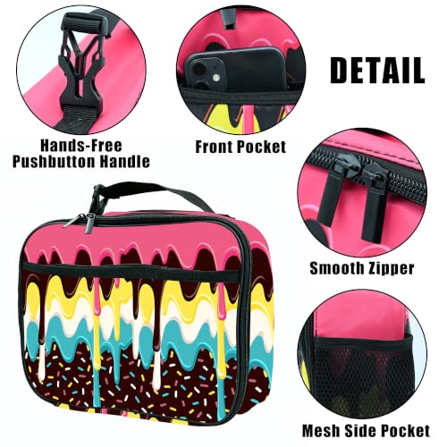Donut Ice Cream Lunch Box Insulated Reusable Lunch Bag Tote Cooler for Women Men Boy Girl School Work Office Picnic - color: Donut