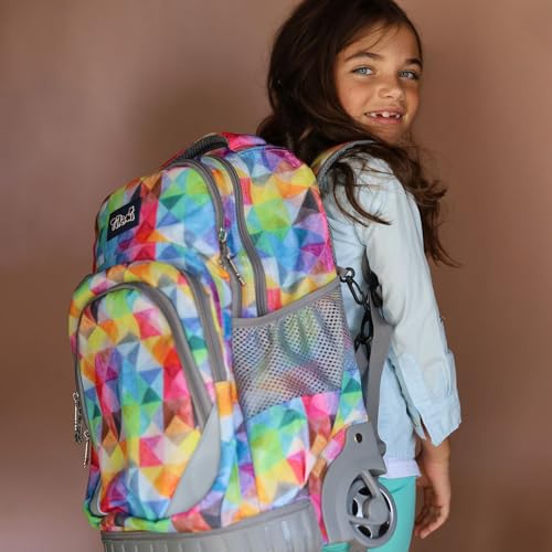 Tilami Rolling Backpack Armor Luggage School Travel Book Laptop 18 Inch Multifunction Wheeled Backpack for Kids and Students - color: Colorful Plaid