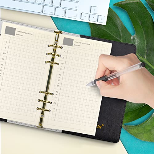 Spiral Notebook Refill,Daily Planner Refill,6 Hole,for Filofax, Personal Size 3.74 x 6.77'', Diary Design with Time Table and Summary, 45 Sheets per Pack, Harphia(A6,Daily) - color: Daily Plan, size: A6