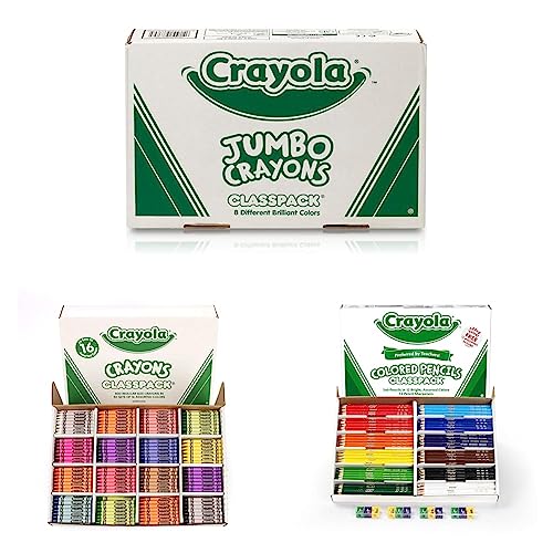 Crayola 점보 크레용 클래스팩, 200개 및 크레용 학교 용품, 색연필, 대량 교실 용품, 12가지 색상은 다를 수 있음, 240개, 표준