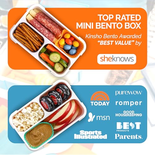 Small Snack Containers for Kids Toddlers - 3 Compartments (Set of 2) - Leak-Proof Reusable Boxes with Lids - BPA-Free Plastic Mini Bento Lunch Box - Ideal for School, Holds 2 Cups (Teal Blue+Orange) | 3 Compartments, Leak-Proof, Spill Proof, BPA-Free Reus