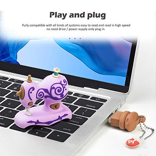 BorlterClamp 32GB USB Flash Drive Cute Cartoon Sewing Machine Model Memory Stick, Gift for Students and Children (Purple) - color: 32GB purple