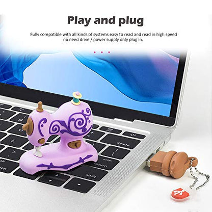 BorlterClamp 32GB USB Flash Drive Cute Cartoon Sewing Machine Model Memory Stick, Gift for Students and Children (Purple) - color: 32GB purple