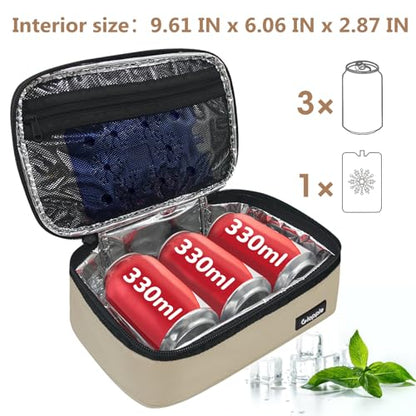 Gloppie Small Lunch Bag - Insulated Lunch Box, Mini Lunchbox Lunch Cooler Bag, Petty Food Containers, Snack Bag, for Adult, Khaki - color: Khaki