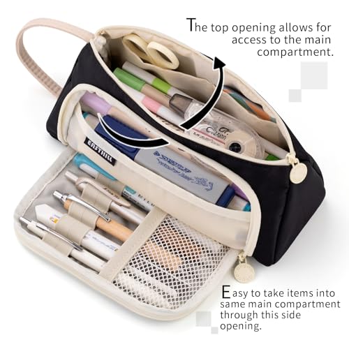 EASTHILL Big Capacity Pencil Case Pouch Pen Case Simple Stationery Bag School College Office Organizer for Teens Girls Adults Student - color: XWK Black