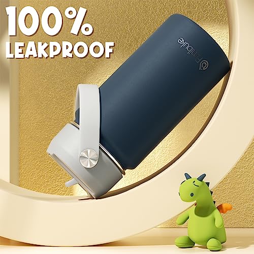 Fimibuke Kids Insulated Water Bottle, 14oz BPA FREE 18/8 Stainless Steel Travel Tumbler Double Wall Vacuum Leak Proof Kids Cup with Straw Metal Water Bottle for School Boys Girls(1 Pack, Slate) - color: B20. Slate