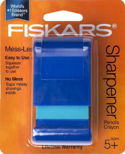 Fiskars Squeeze Sharpener for Kids 5+ - Crayon and Pencil Sharpener - Back to School Supplies - Color May Vary