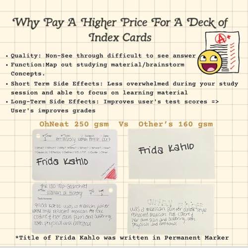 Tailored Flashcards to Curate Note Cards 5x3" Heavy Duty White Pre-made Index Cards with Rings, 450 Pack,2 Kraft Covers, 6 Binder Rings for Nursing College Students.