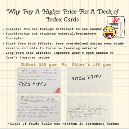 Tailored Flashcards to Curate Note Cards 5x3" Heavy Duty White Pre-made Index Cards with Rings, 450 Pack,2 Kraft Covers, 6 Binder Rings for Nursing College Students.