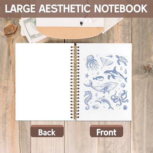 KAOWT Blue Ocean Biology Notebook Journal, Coastal Beach Notebooks for Note Taking, Marine Biology Ocean Journal, Beach Lover Gifts, Hardcover Spiral Notebook 5.5x8.3in - color: Summer notbook-animal