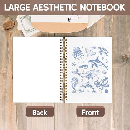 KAOWT Blue Ocean Biology Notebook Journal, Coastal Beach Notebooks for Note Taking, Marine Biology Ocean Journal, Beach Lover Gifts, Hardcover Spiral Notebook 5.5x8.3in - color: Summer notbook-animal