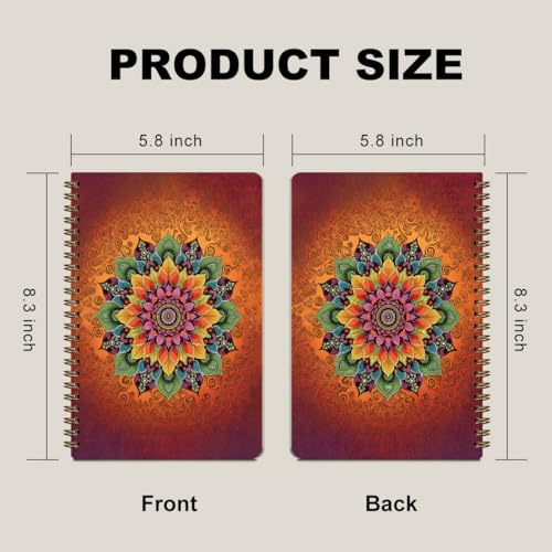 2 Pcs Bohe Mandala Spiral Notebook, Cute Flower College Ruled Spiral Notebook, Multi Subject Notebooks, 160 Ruled Pages Hardcover Journals for Writing Office, Flower Gifts for Women - color: Multicolour 0010