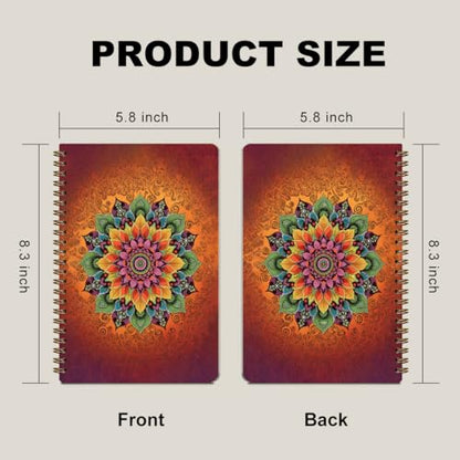 2 Pcs Bohe Mandala Spiral Notebook, Cute Flower College Ruled Spiral Notebook, Multi Subject Notebooks, 160 Ruled Pages Hardcover Journals for Writing Office, Flower Gifts for Women - color: Multicolour 0010