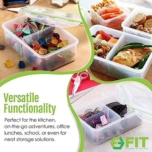 FIT Strong & Healthy Bento Box for Kids and Adults – Reusable Lunch Box Meal Prep Containers, Snack Boxes with Airtight Lid – Dishwasher, Freezer, Microwave Safe (Green, 7 Pack: 3×39oz, 2×17oz, 2×6oz) - size: 7 Pack, Multiple Sizes (39 oz, 17 oz, 6 oz)