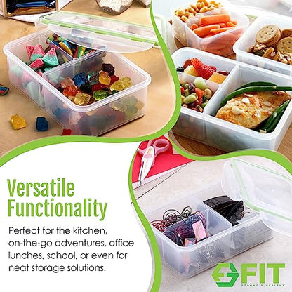 FIT Strong & Healthy Bento Box for Kids and Adults – Reusable Lunch Box Meal Prep Containers, Snack Boxes with Airtight Lid – Dishwasher, Freezer, Microwave Safe (Green, 7 Pack: 3×39oz, 2×17oz, 2×6oz) - size: 7 Pack, Multiple Sizes (39 oz, 17 oz, 6 oz)