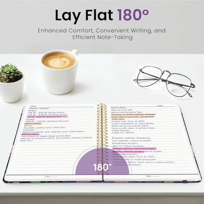ZOTIA Lined Spiral Journal for Women, A5 Aesthetic Hardcover Notebook for Work, School & Note Taking, Pretty College Ruled Journal, 140 Pages, 6" x 8", Plum Reverie - color: H-Plum Reverie