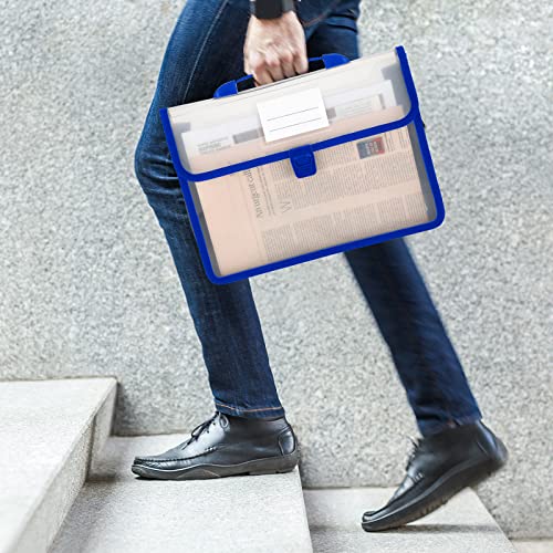 Colarr 15 Pcs Plastic Expanding File Folders with Handle and Snap Buckle Closure Waterproof Document Organizer Transparent Document Bag for Home Office School Organization (Black)