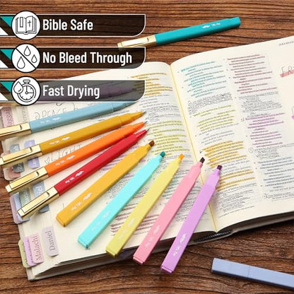 Mr. Pen- Aesthetic Highlighters and Ballpoint Pens No Bleed, 12 Pack | Summer Delight, Bible Highlighters and Pens No Bleed, Fast Dry and No Smear for Bible Journaling, Planner, School Supplies - color: Summer Delight, size: 12 Pack