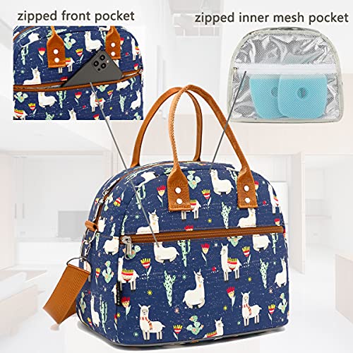FlowFly Insulated Lunch Bag With Shoulder Strap for Women, Men, and Kids, Large and Reusable, Handle, Freezable Work and School Travel Tote and Meal Prep Organizer,Alpaca - color: Alpaca