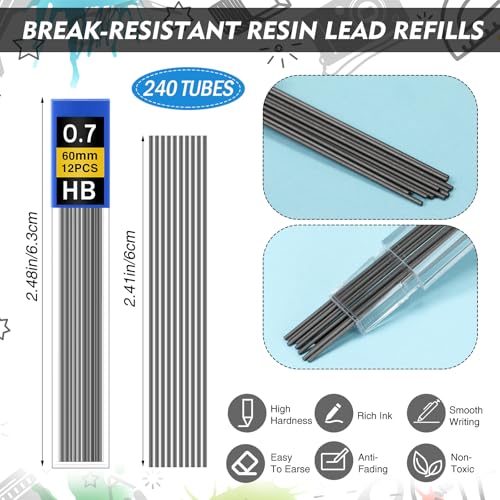 480 Pcs 0.7mm Mechanical Pencils Bulk Set Include Mechanical Pencil with Eraser HB Lead Refills for Art Office Classroom School Student Writing Drawing Sketching Supplies (Multicolor) - color: Multicolor
