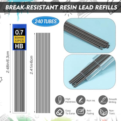 480 Pcs 0.7mm Mechanical Pencils Bulk Set Include Mechanical Pencil with Eraser HB Lead Refills for Art Office Classroom School Student Writing Drawing Sketching Supplies (Multicolor) - color: Multicolor