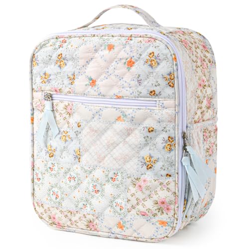 Aileam Lunch Box Lunch Bag for Women Cute Girls Insulated Womens Lunch Bag For Work Quilted Large Capacity Reusable Insulated Cooler for Work School Picnic Travel Patchwork Flowers - color: Patchwork Flowers