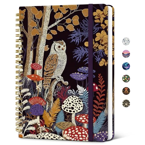 Taja Lined Spiral Journal Notebook for Women, Pretty College Ruled Notebook for Work & Note Taking, A5 Hardcover Journal for Writing, Cute Aesthetic 140 Pages, Woodland Watch - color: P-Woodland Watch