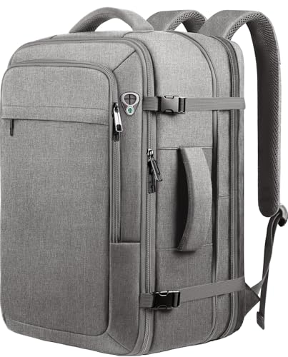 Carry on Backpack, Travel Friendly, Fits TSA requirement, Grey | Extra Large 40L-50L Travel Backpack TSA Approved, Water Resistant Bag, Expandable Laptop Bagpack, Travel Backpack for men - color: Grey, size: XX-Large