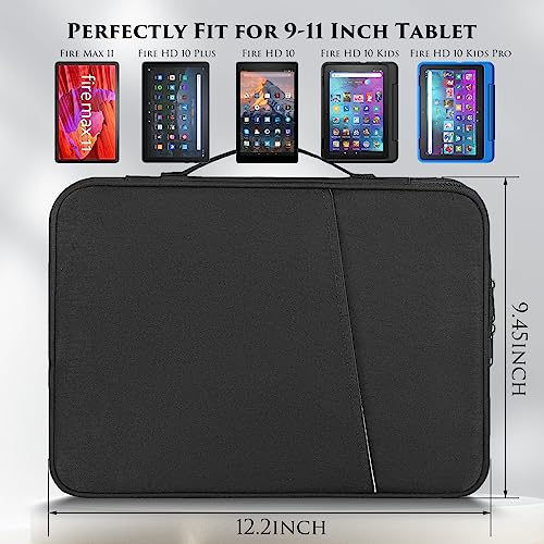 9.7-11 Inch Tablet Sleeve Case Compatible with 11" Samsung Galaxy Tab A11+ S9 S8 S7 / Galaxy Tab A7 S6 A 10.4 10.1 Tablet Bag,iPad 11th/iPad Pro M5 M4/Air 11 M2 M3 M4 2026 Carrying Bag(Black) - color: Black, size: 9.7-11 Inch