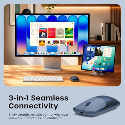 Satechi Slim EX Wireless Mouse, Multi-Device Bluetooth & 2.4GHz Connection for macOS, Windows, iPadOS, and Android, Quiet Clicks, Anodized Aluminum Shell, USB-C Rechargeable Battery, Indigo - color: Indigo