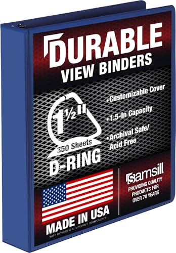 Samsill Durable 1.5 inch 3 Ring Binder, D Ring Binder, 100% Recycled Chipboard, Blue - color: Blue, size: 1 Pack, style: 1.5 Inch