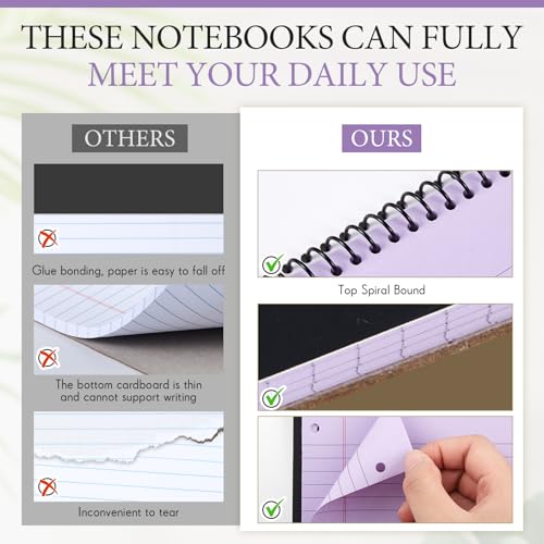 MotiMind 10 Pack 8.5" x 11" Top Spiral Notebook with 3 Hole Punched Multicolor Legal Pads College Ruled Notepad 50 Sheets Hard Cardboard Paper Wirebound Notepad for Office School Business - color: Multicolor