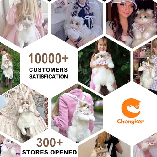 Chongker Cat Shaped Backpack - Handcrafted Stuffed Animals Plush Bag with Adjustable Shoulder, Crossbody, and Handbag Straps (Ragdoll Bag) - style: Ragdoll Bag