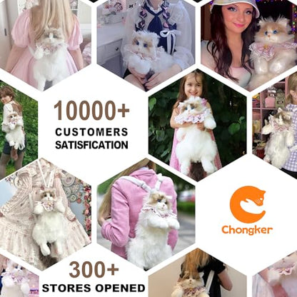 Chongker Cat Shaped Backpack - Handcrafted Stuffed Animals Plush Bag with Adjustable Shoulder, Crossbody, and Handbag Straps (Ragdoll Bag) - style: Ragdoll Bag