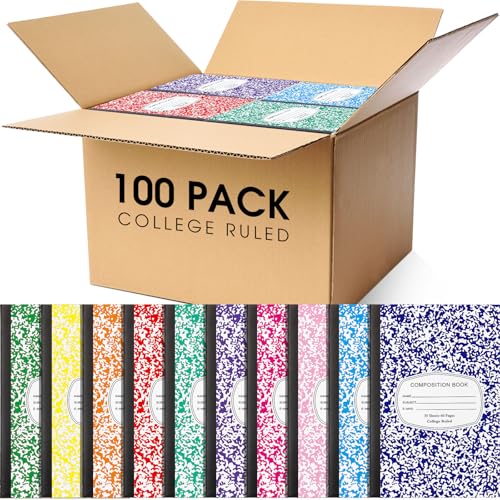 Fainne 100 Pack College Ruled Composition Notebooks A5,Multicolor - color: Multicolor